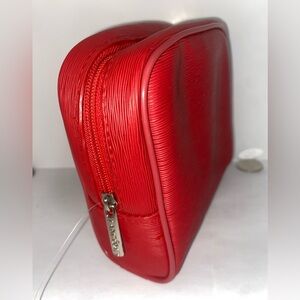 Lancome Red Textured Cosmetic Case bag